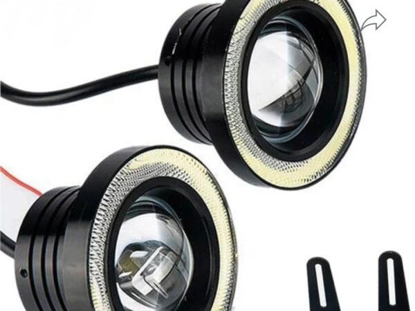 Universal Car LED Fog Light Projector with COB DRL Ring Light Set